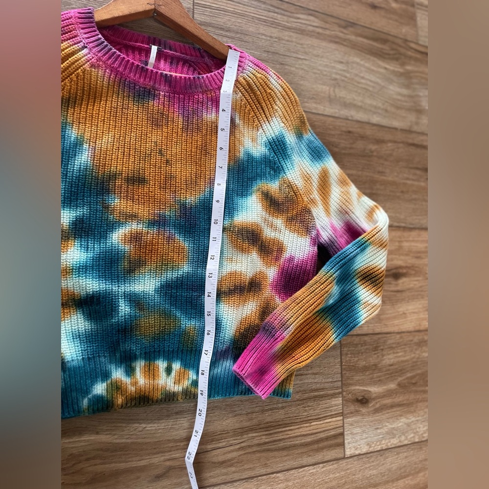 Young Fabulous & Broke Chunky Cable Knit Sweater, Tye-Dye,Hippie,Retro. Size:M - Picture 6 of 7